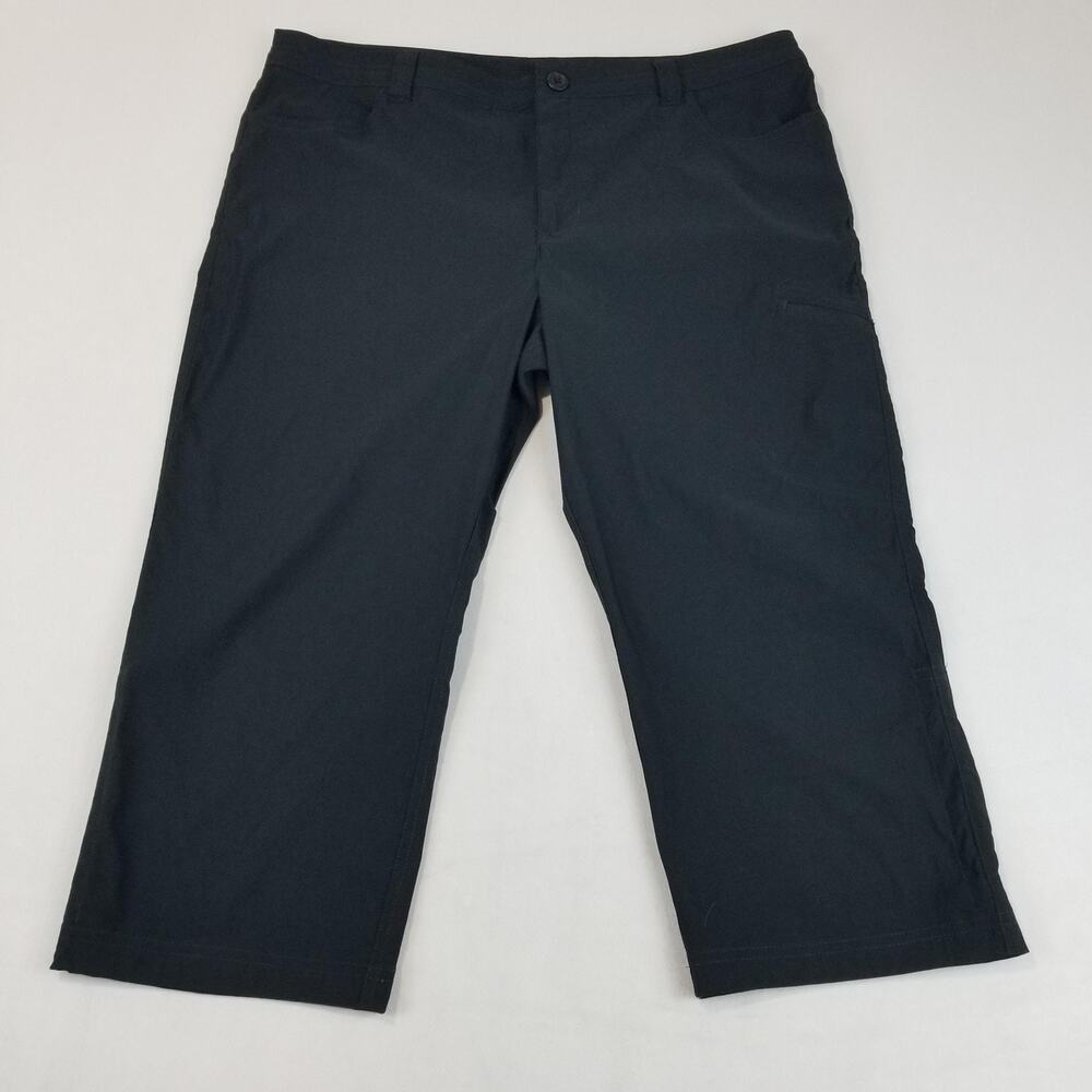 Eddie Bauer Capri Pants Womens 16 Black Tech Water Resistant Hiking Stretch